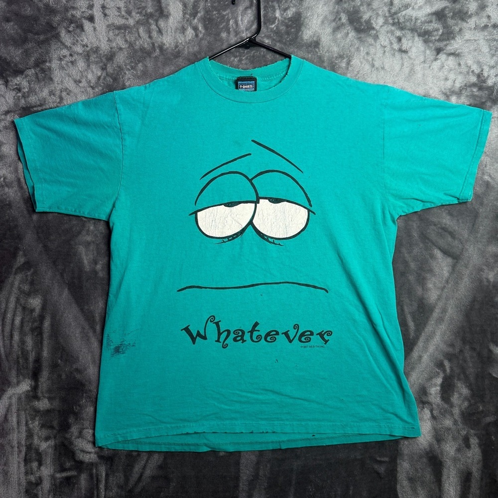 Vintage 1997 Whatever Living In Attitude Turquoise Expression T-Shirt Size Large